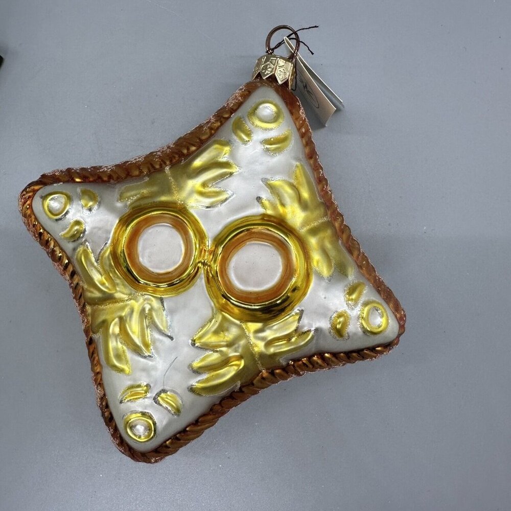 Christopher Radko Hand Blown Glass Wedding Ring Bearer Pillow Christmas Ornament